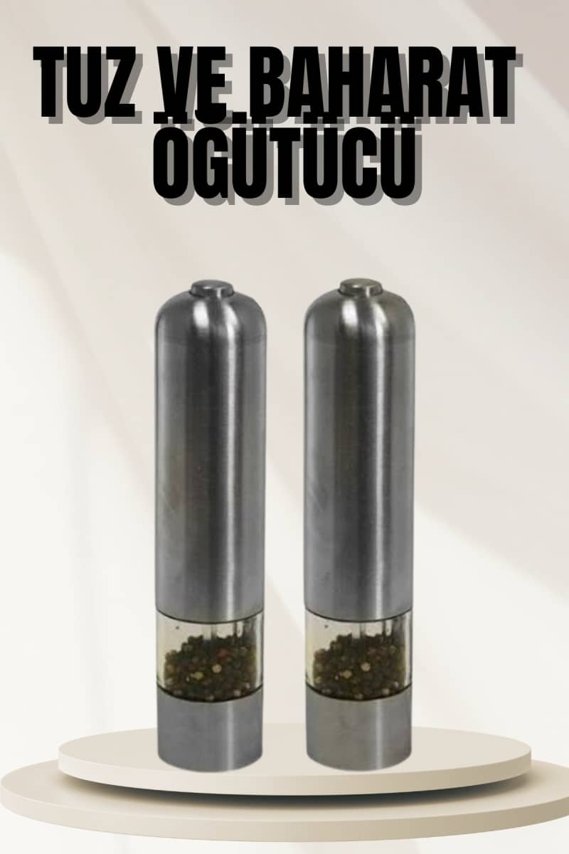 Işıklı Otomatik Tuz ve Karabiber Öğütücü Baharat Öğütücü