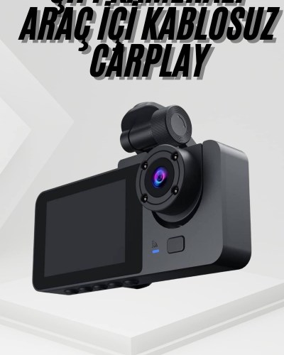 3 Kameralı 2 İnç 1080P Araç İçi Kamera Sürüş Kamerası CarPlay