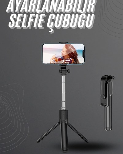 Selfie Çubuğu Tripod Bluetooth Kumandalı Selfie Çubuğu Telefon Tutucu