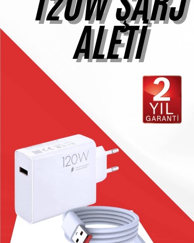 120W Şarj Aleti Hızlı Çift Turbo Şarj Aleti Seti Beyaz