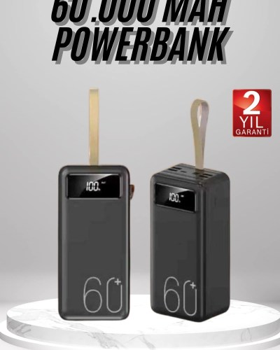 Powerbank 60.000 Mah Taşınabilir Şarj Hızlı El Fenerli Dijital Göstergeli