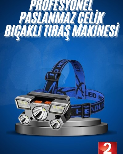 5 LED Far Şarj Edilebilir Güçlü Kafa Lambası Kamp Lambası 4 Modlu