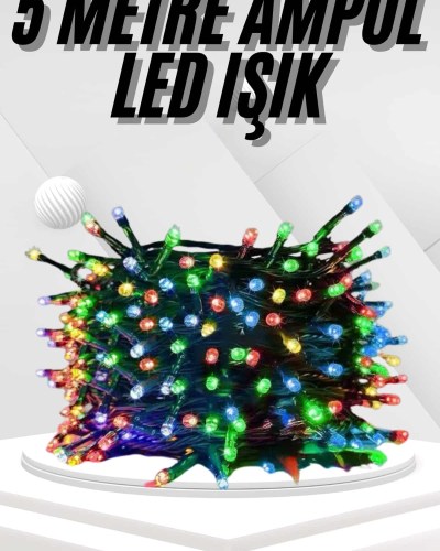 Ledli Fişli Led Dekor Lambası 5M RGB Yılbaşı Ağacı Işığı