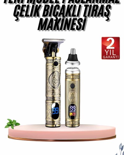 Erkeklere Özel 3 Başlıklı Tıraş Makinesi Saç Sakal Ense Kulak Tıraşına Uygun
