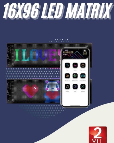 Cama Yapışan En Büyük Boy 16X96 Telefon Kontrollü Led Ekran Digital Araba Yazısı