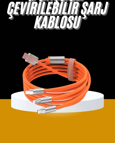 120W 3 İn 1 Uyumlu Silikon Şarj Kablosu Hızlı Şarj Kablosu