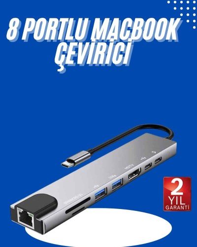 Usb Type-c Hub Dönüştürücü Çevirici Çoklayıcı Macbook Çevirici 8 Portlu