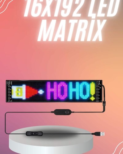 Matrix Led 16x192 Cama Yapışan Telefon Kontrollü Panel Dijital Ekran Kumandalı
