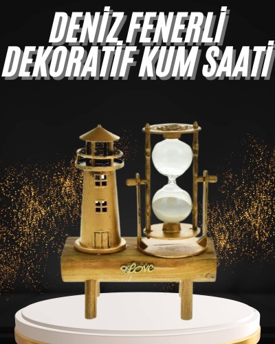 Hediyelik Eşya Retro Deniz Fenerli Kum Saati Ahşap Görünümlü Dekoratif Eşya