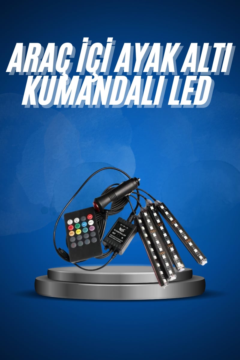 Araç İçi Ayak Altı Led 12 Led Işık Sese Müziğe Duyarlı RGB Işıklı Aydınlatma Seti