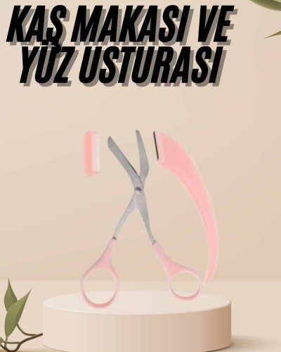Kavisli Kaş Kirpik Düzeltici Bıyık Alma Taraklı Kaş Makası Yüz Bakım Seti Makas
