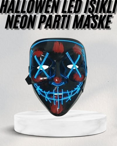 Led Işıklı Neon Maske Cadılar Bayramı Maskesi Korkunç Korku Maskesi