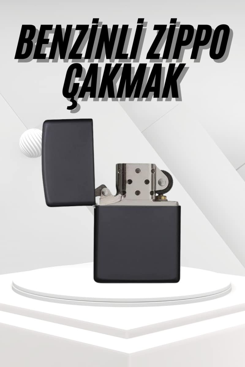 Hediyelik Zarif Zippo Model Siyah Benzinli Çakmak