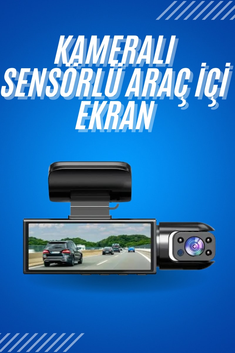Araç İçi Full Hd Kamera Ön ve Arka Kameralı Ekranlı Araç Kamerası