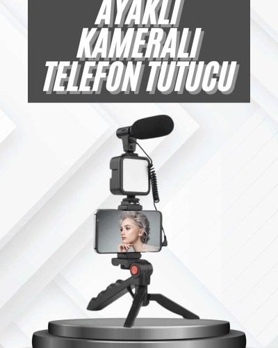 Telefon Tutucu Mikrofonlu Işıklı Youtuber Video Kayıt