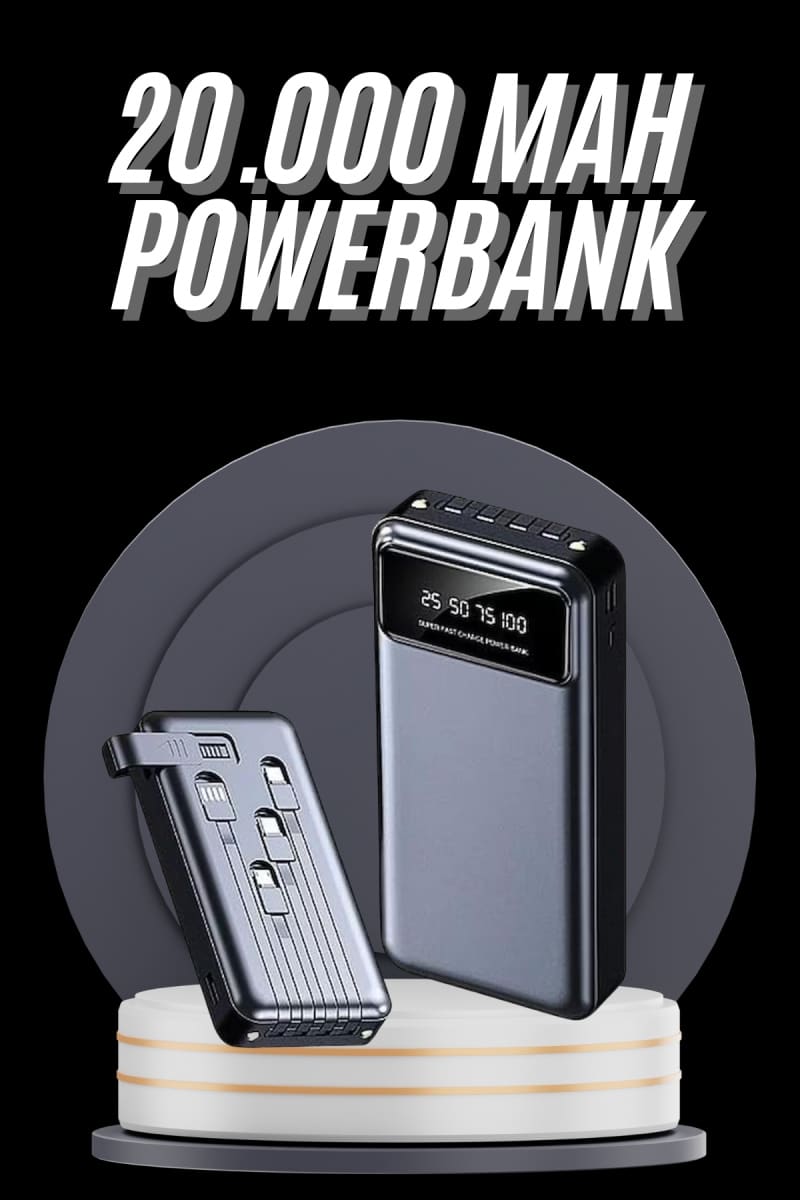 Hızlı Şarj Özellikli 20.000 Mah Dijital Göstergeli USB Girişli Android ve İOS Uyumlu Powerbank