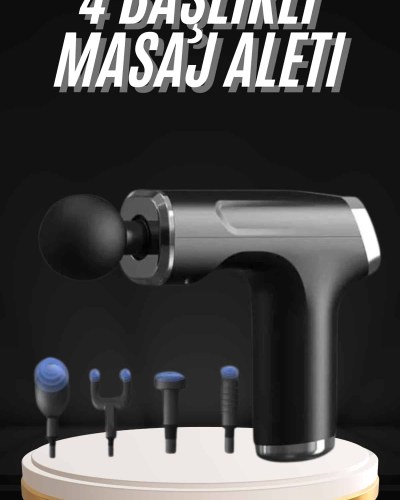 Şarjlı Masaj Tabancası 4 Başlıklı Mini Masaj Tabancası ve Masaj Aleti