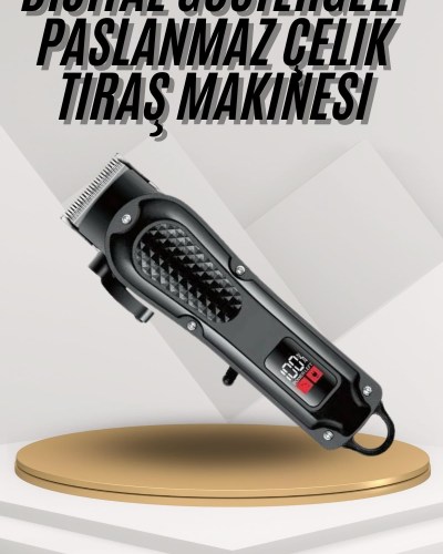 Dijital Profesyonel Kablosuz Saç Sakal Tıraş Makinası Sessiz Paslanmaz Çelik