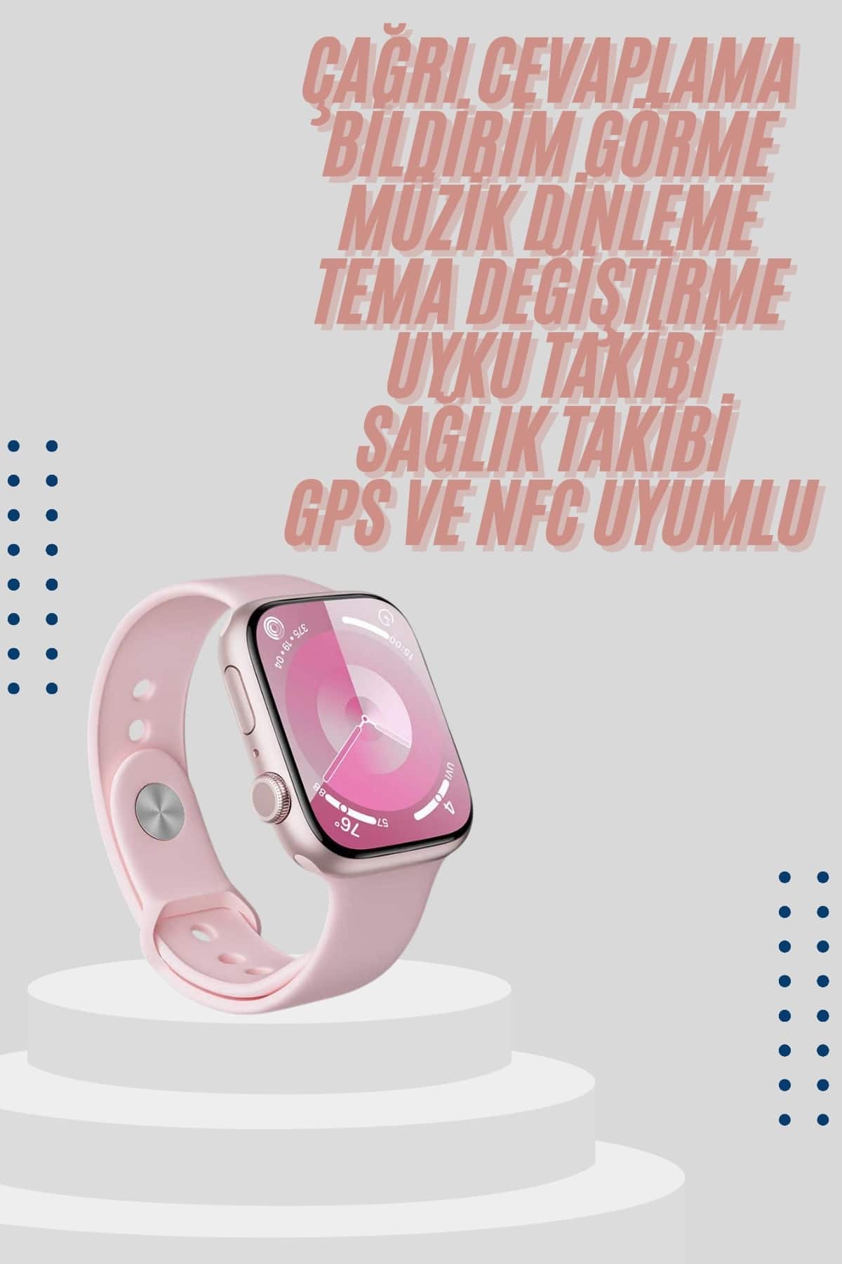 Kadınlara Özel Yeni Nesil Pembe Amoled Ekran Ultra Akıllı Saat 49MM - Görsel 2