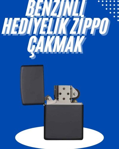 Doldurulabilir Siyah Benzinli Çakmak Metalik