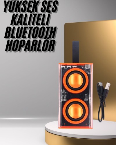 Şeffaf Taşınabilir Bluetooth Hoparlör Uzun Ömürlü Çift Hoparlörlü