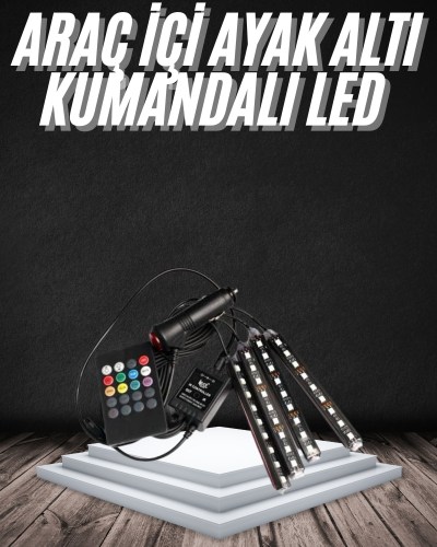 RGB Işıklı Araç İçi Aydınlatma Kumandalı 12'li Led Işık Renk Değiştirebilen