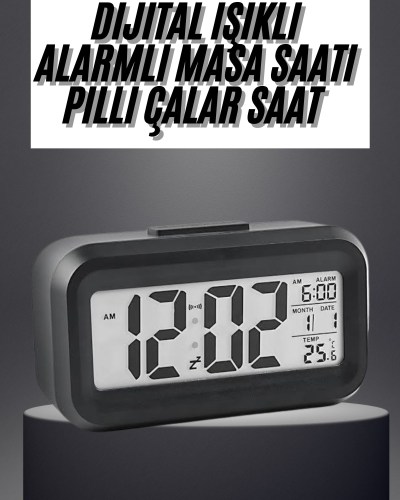 Gece Dijital Masa Saati Dijital Alarmlı Led Ekran Pilli Çalar Saat