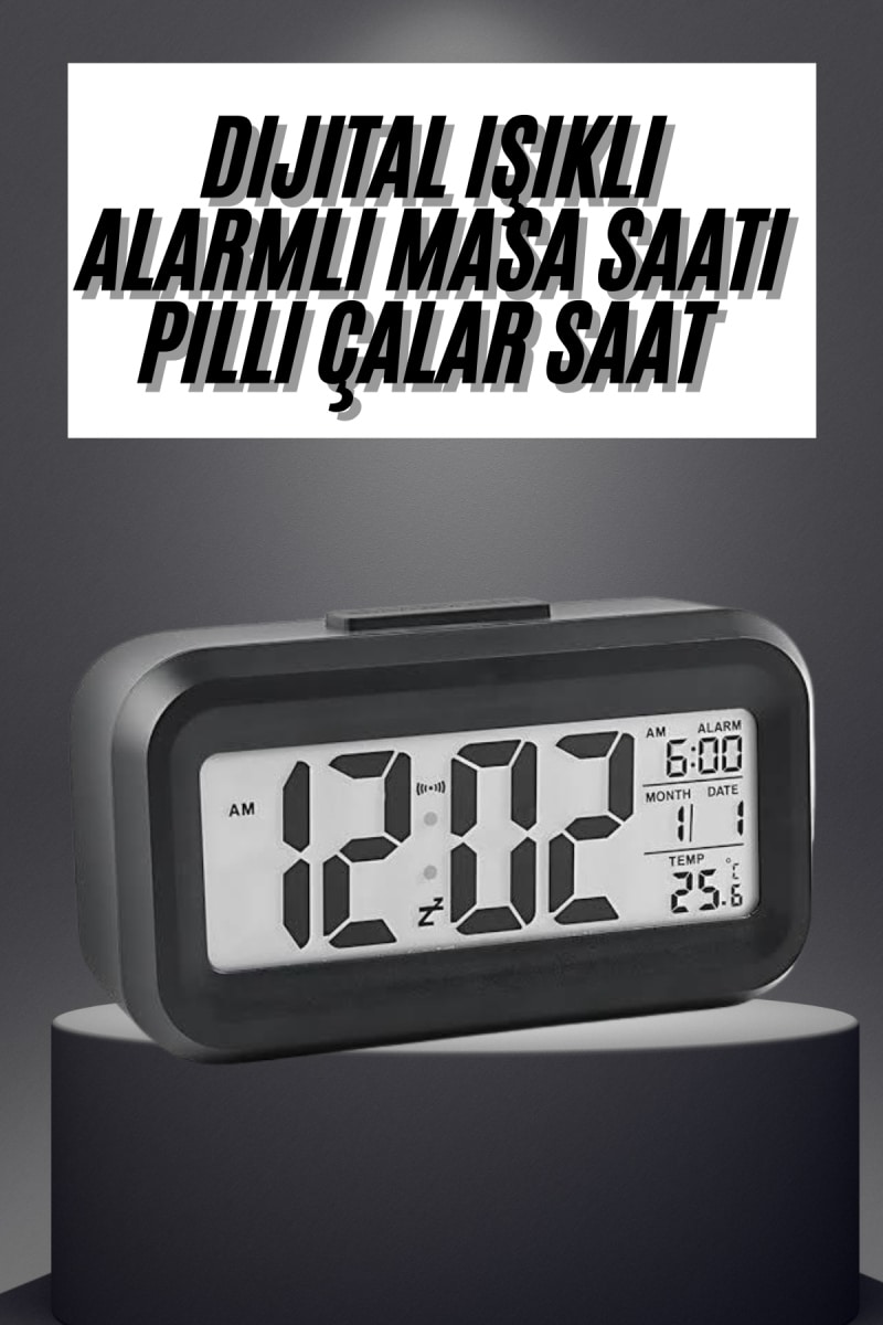Gece Dijital Masa Saati Dijital Alarmlı Led Ekran Pilli Çalar Saat