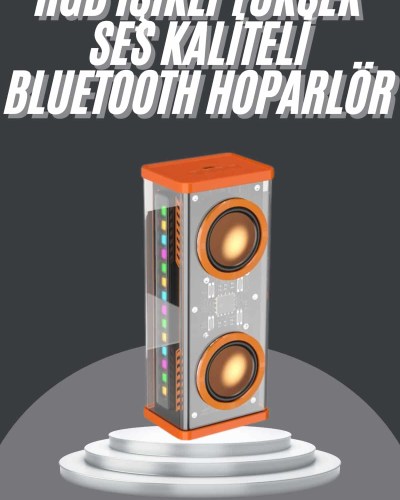 Bluetooth Hoparlör Şeffaf Mecha RGB Işıklı Çift Hoparlör 5.0 Bluetooth