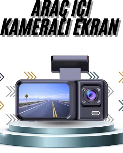 DVR Araç İçi Kamera Ön ve İç Kamera 2 İnç Ekranlı Çift Kamera