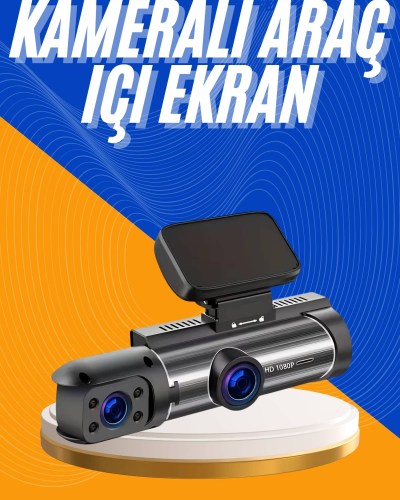 Araç Kamerası Black Box Çift Kameralı Ekranlı Full HD Sürüş Kamerası
