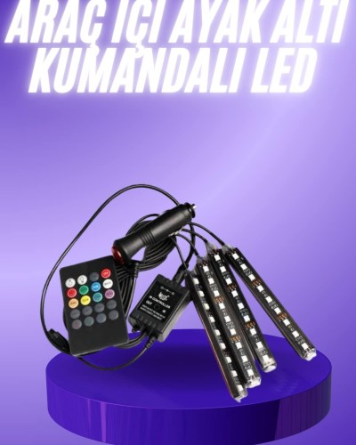 Araç İçi Ayak Altı 12'li Şerit Led Işık Uzaktan Kumandalı RGB Işıklı Ses ve Müziğe Duyarlı