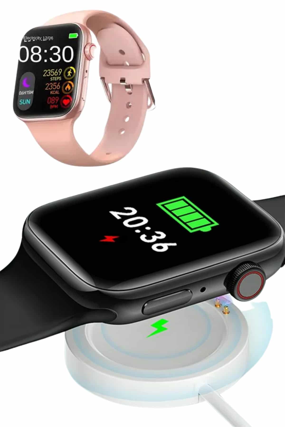 Pembe Akıllı Saat 49mm iOS & Android Uyumlu Arama Özellikli - Görsel 3