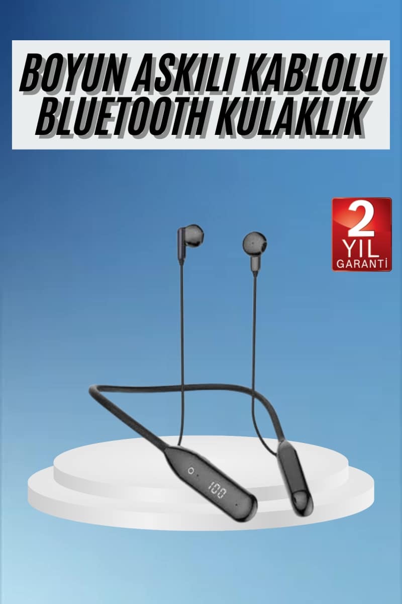 Boyun Bantlı Kablolu Yüksek Ses Kaliteli Bluetooth Kulaklık Uzun Pil Ömrü 100 saat sarj