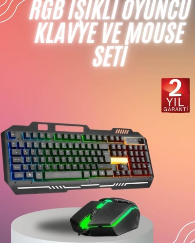 RGB Işıklı Gaming Oyuncu Klavye Q Klavye Mouse Hediyeli