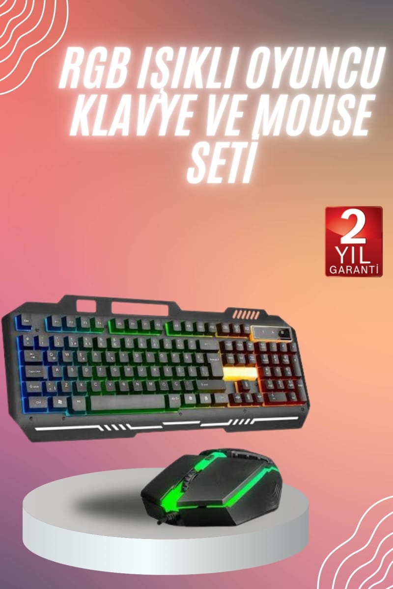 RGB Işıklı Gaming Oyuncu Klavye Q Klavye Mouse Hediyeli