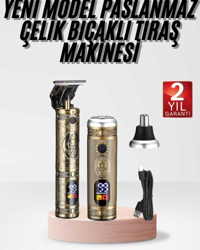 Profesyonel Saç Sakal Vücut Kulak ve Burun Tıraş Makinesi 3 Başlıklı