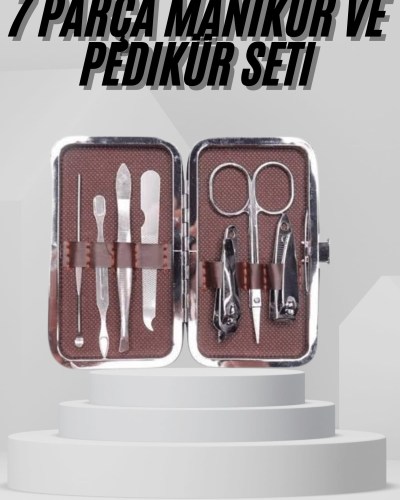 7 Parça Paslanmaz Çelik Manikür ve Pedikür Seti Çantalı Profesyonel