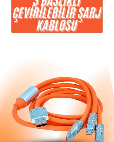 Çoklu Şarj Kablosu USB Type-C İOS Uyumlu 120W Hızlı Şarj Kablosu