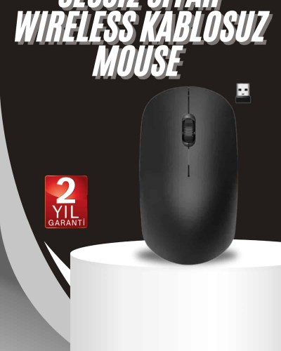 Ergonomik Tasarım Kablosuz Siyah Mouse Hassas Uzun Ömürlü