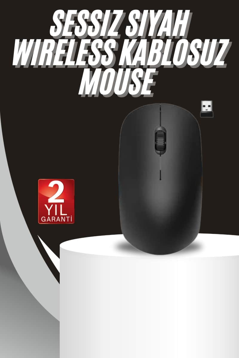 Ergonomik Tasarım Kablosuz Siyah Mouse Hassas Uzun Ömürlü