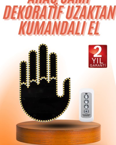 Kumandalı El Led Araba İçi 4 Farklı Mod El Orta Parmak Led