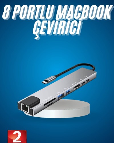 8 Port Çoklayıcı Macbook Ile Uyumlu Çoğaltıcı Type-C dönüştürücü TF SD kart