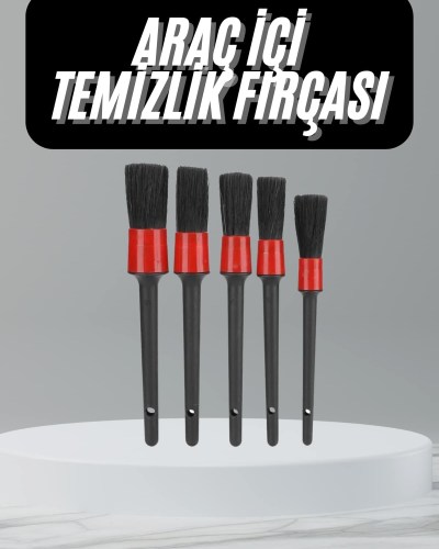 5 Adet Oto Detaylı Temizleyici Araç İçi Temizlik Fırça Seti Koltuk Döşeme Kapı Toz Alma Fırçası