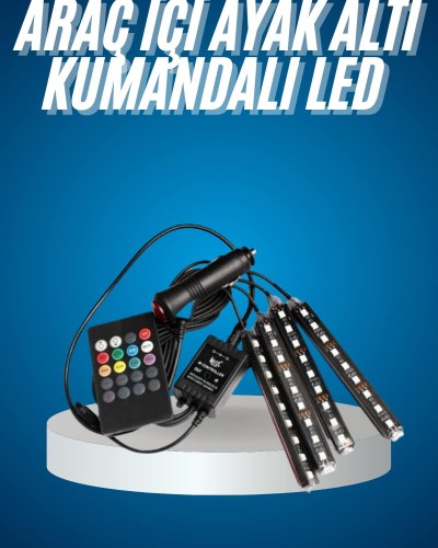 Araç Içi Aydınlatma Kumandalı 12 Led Ayak Altı Led Ambiyans Işığı Sese Duyarlı Kumandalı