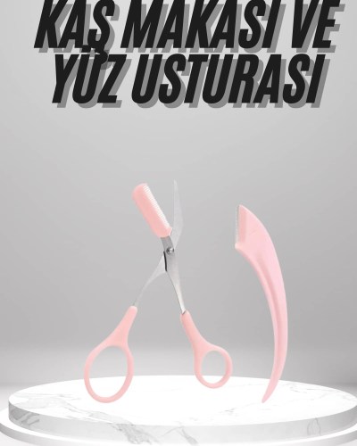 2'li Kaş Bakım Seti Taraklı Kaş Makası Ve Kaş Usturası Kaş Şekillendirici