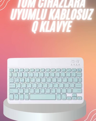 Bluetooh Wıreless Keyboard Siyah Q Klavye İOS Ipad Android Windows Uyumlu