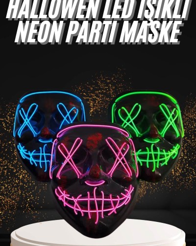 Hallowen Parti Maskesi Neon Led Işıklı Maske 3 Modlu Cadılar Bayramı Maskesi