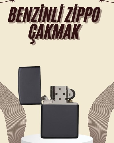 Çakmak Parlak Siyah Benzinli Çakmak Cep Boy Doldurulabilir