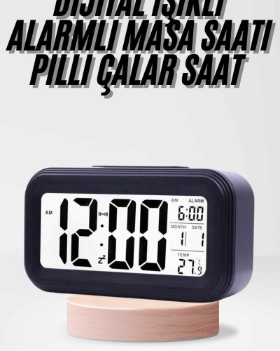 Dijital Işıklı Alarmlı Çalışma Masası Ekran Pilli Çalar Saat